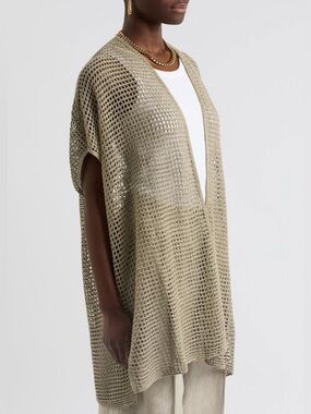 EILEEN FISHER - ORGANIC LINEN LONG CARDIGAN. Natural. Oversized. XS/XXS